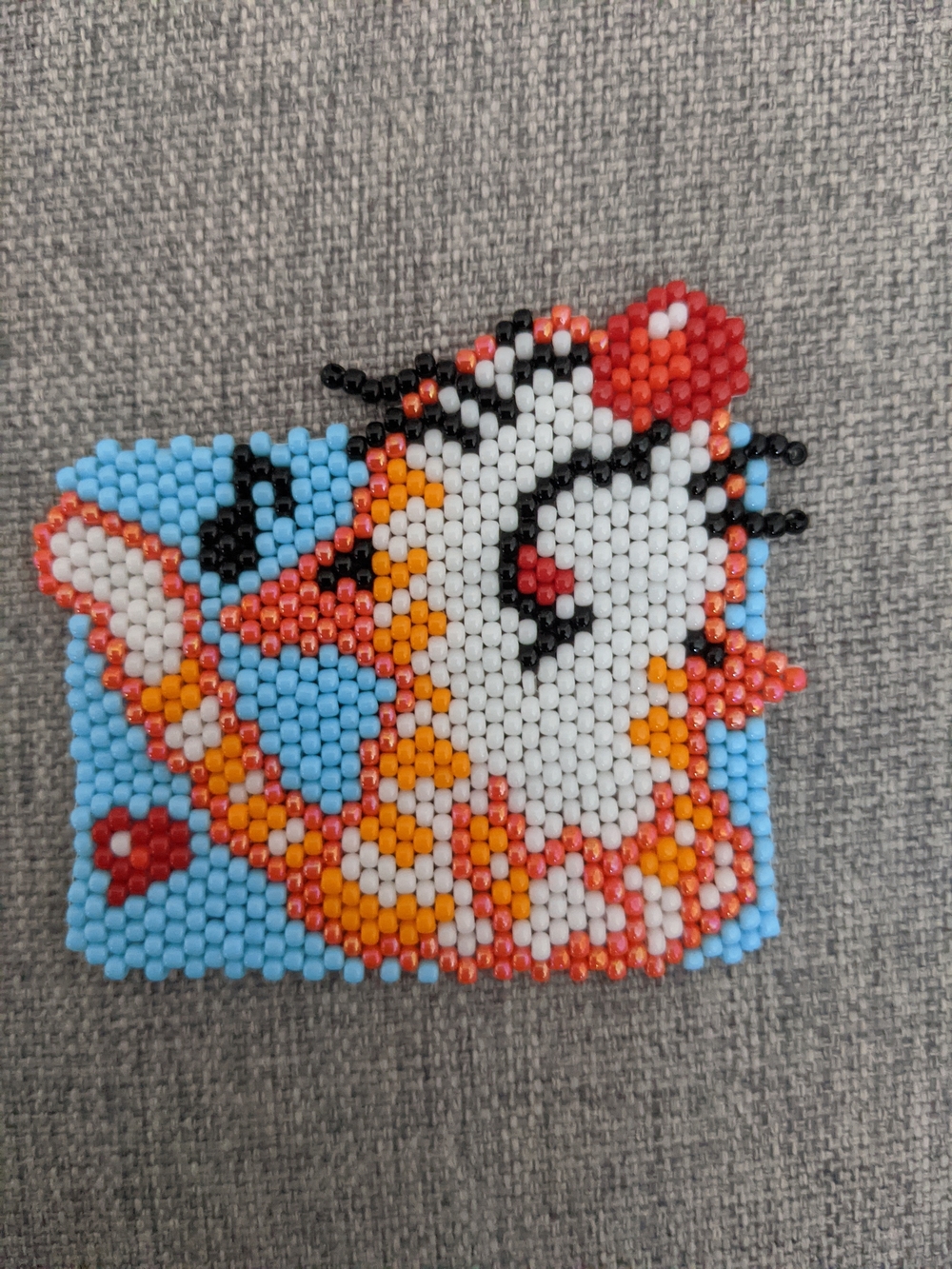 Beaded Small Pet Toy Charm - Multicolor (Blue, Orange, White) - Picture 4 of 4